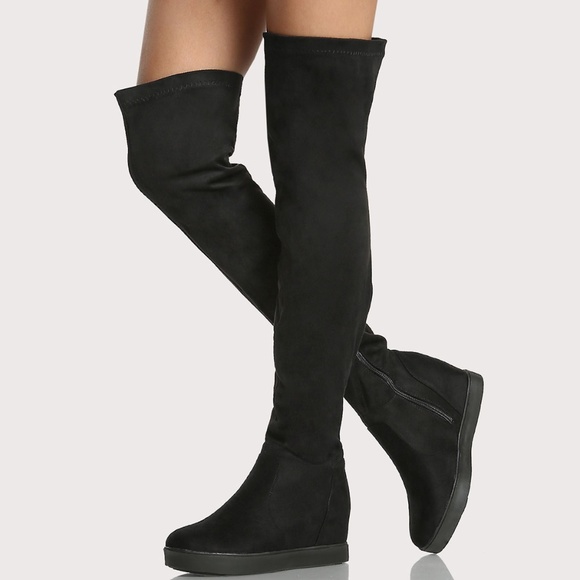 wedge heel over the knee boots